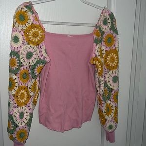 Pink colorful sleeve top